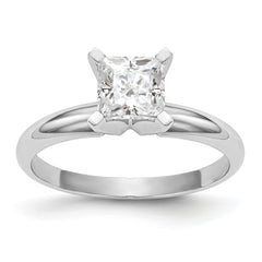 14k White Gold 5mm Medium-Weight Half-Round 4-Prong Princess Solitaire Ring Mounting (No Stone Included)