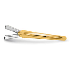 14k Two-Tone 7mm Medium-Weight Half-Round V-End Princess Solitaire Ring Mounting (No Stone Included)