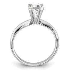 14k White Gold 4mm Medium-Weight Half-Round V-End Princess Solitaire Ring Mounting (No Stone Included)