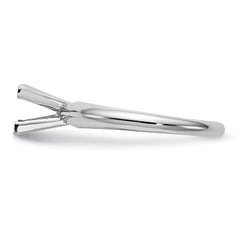 14k White Gold 6mm Medium-Weight Half-Round V-End Princess Solitaire Ring Mounting (No Stone Included)