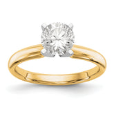 14k Two-Tone 1 carat Medium-Weight Comfort-Fit 4-Prong Round Solitaire Ring Mounting (No Stone Included)