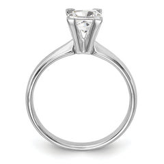 14k White Gold 6mm Medium-Weight Comfort-Fit V-End Princess Solitaire Ring Mounting (No Stone Included)