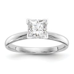 14k White Gold 7mm Medium-Weight Comfort-Fit V-End Princess Solitaire Ring Mounting (No Stone Included)