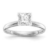 14k White Gold 4.5mm Medium-Weight Comfort-Fit V-End Princess Solitaire Ring Mounting (No Stone Included)