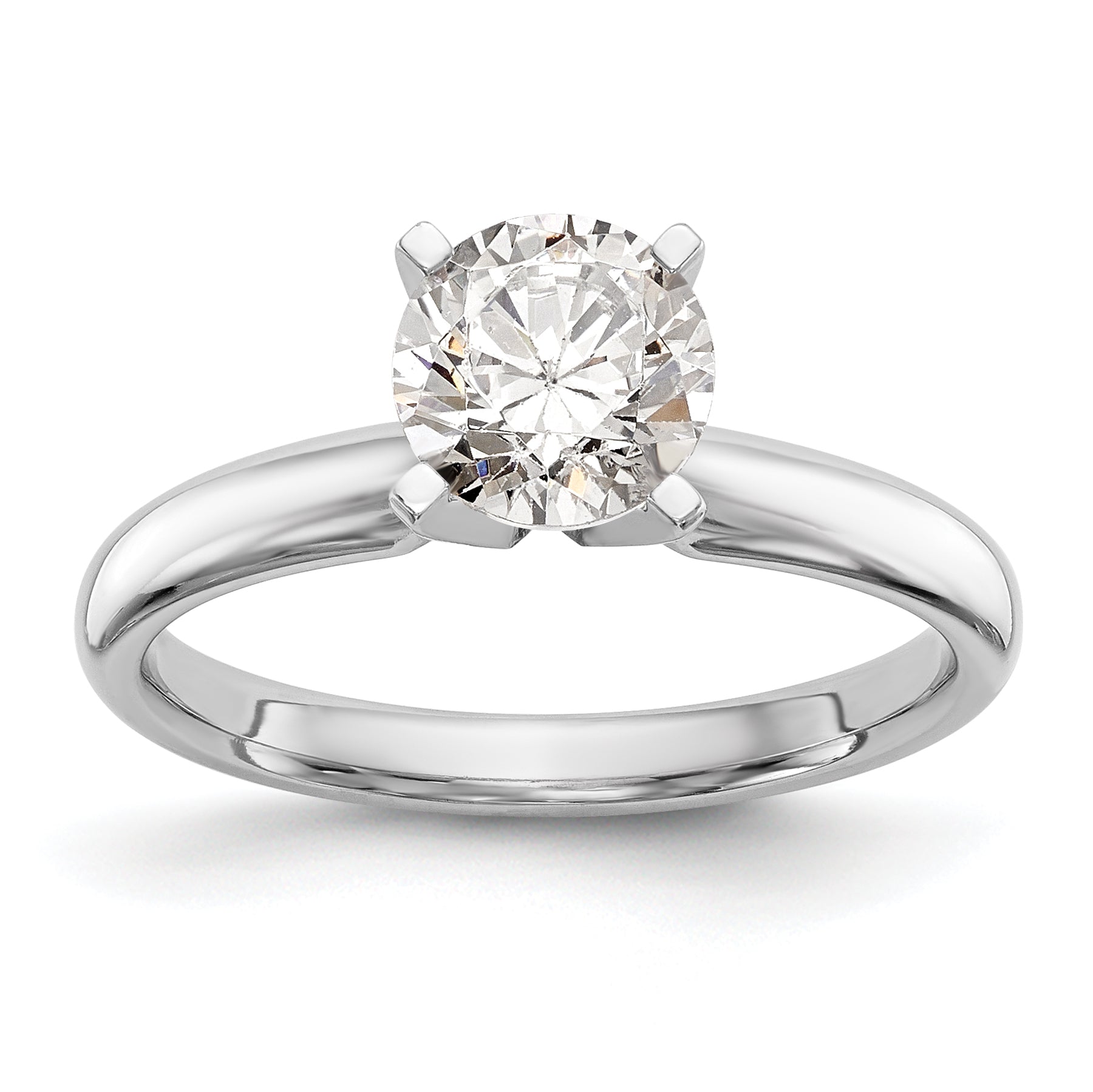 14k White Gold 1.25 carat Medium-Weight Comfort-Fit 4-Prong Round Solitaire Ring Mounting (No Stone Included)