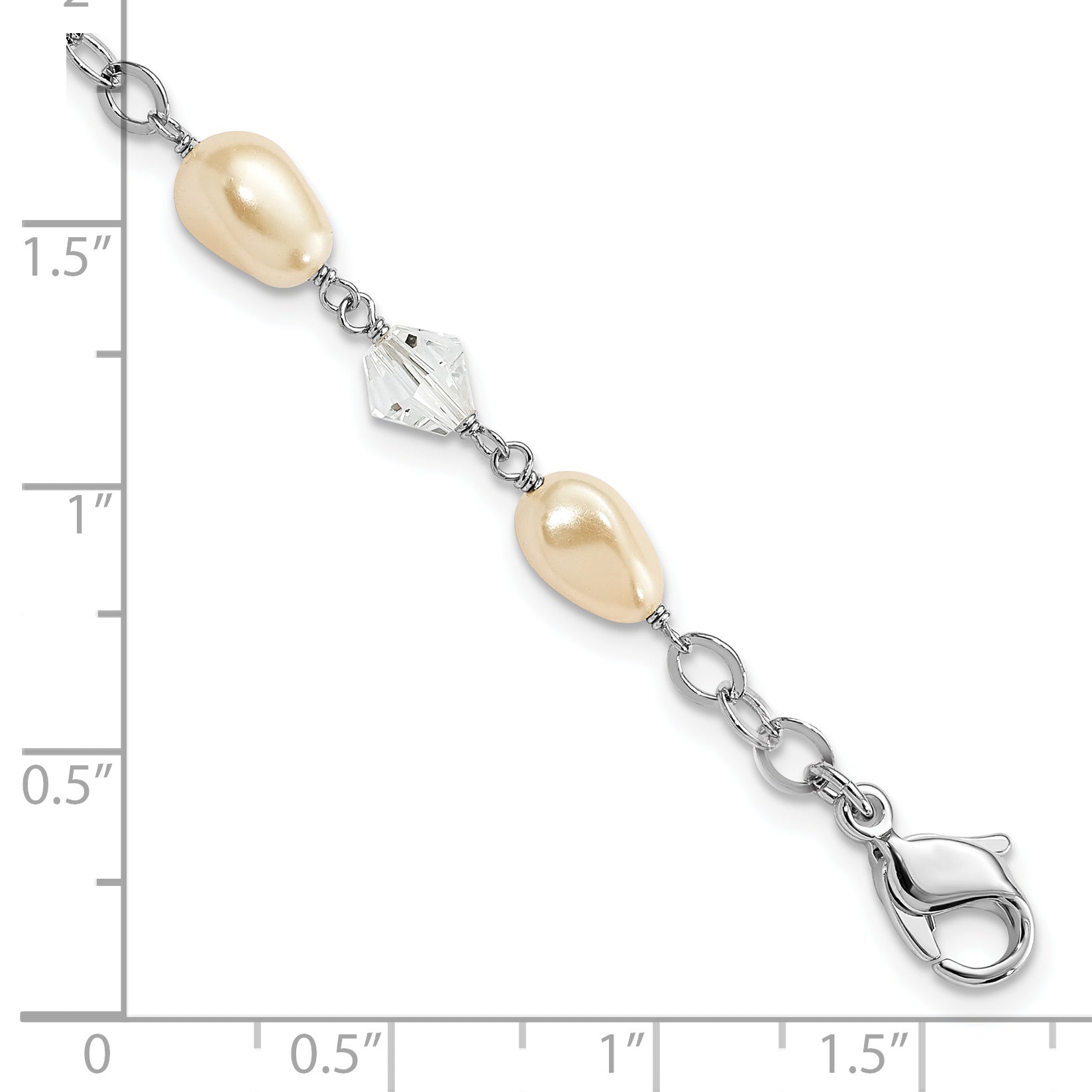 Kelly Waters Rhodium-plated White Simulated Pearl and Crystal Bracelet