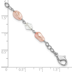 Kelly Waters Rhodium-plated Pink Simulated Pearl and Crystal Bracelet