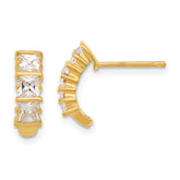 Gold-plated Kelly Waters Three Stone Square CZ Earrings