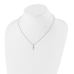 Kelly Waters Rhodium-plated Small Polished Rounded Cross 18 inch Necklace