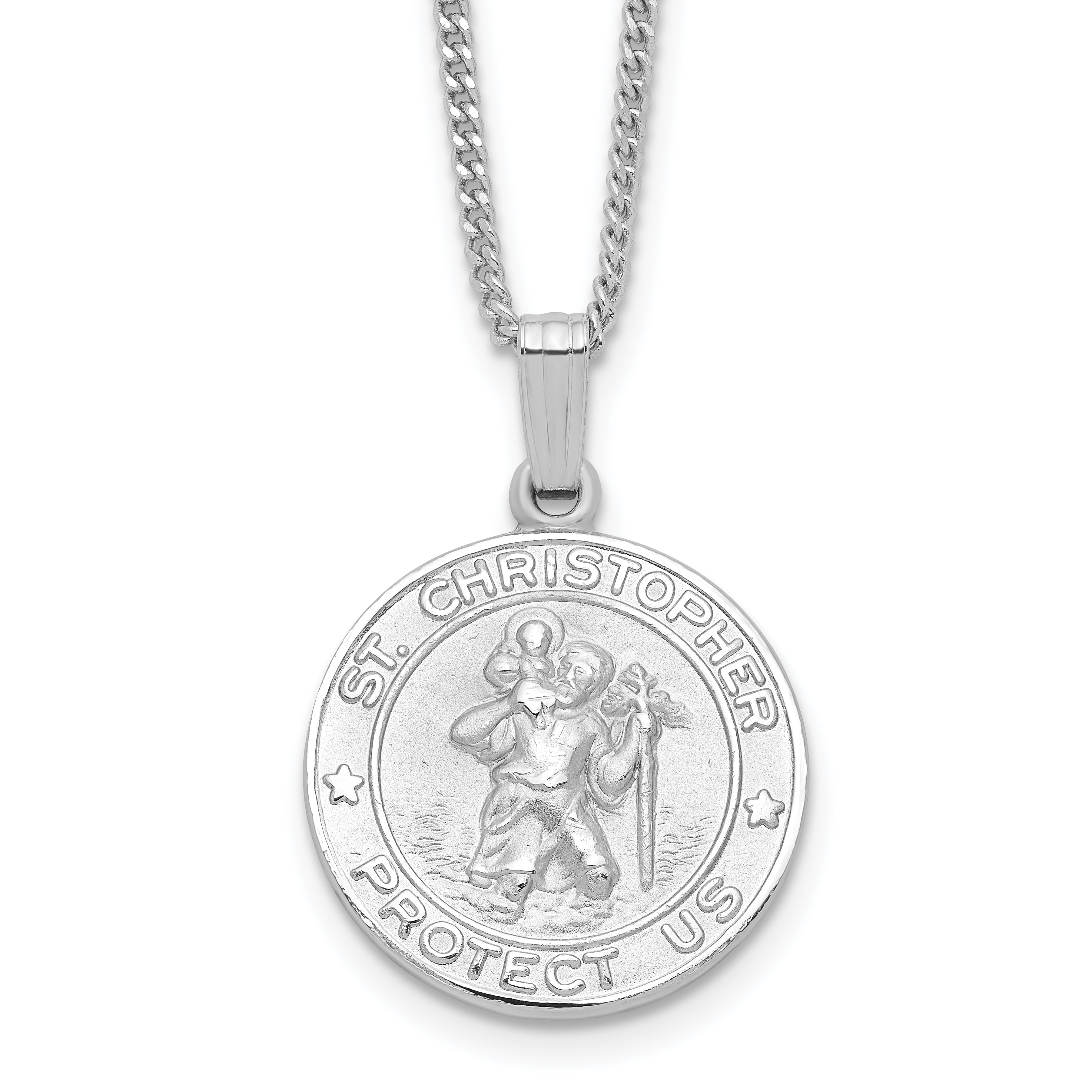 Kelly Waters Rhodium-plated St. Christopher Medal 24 inch Necklace