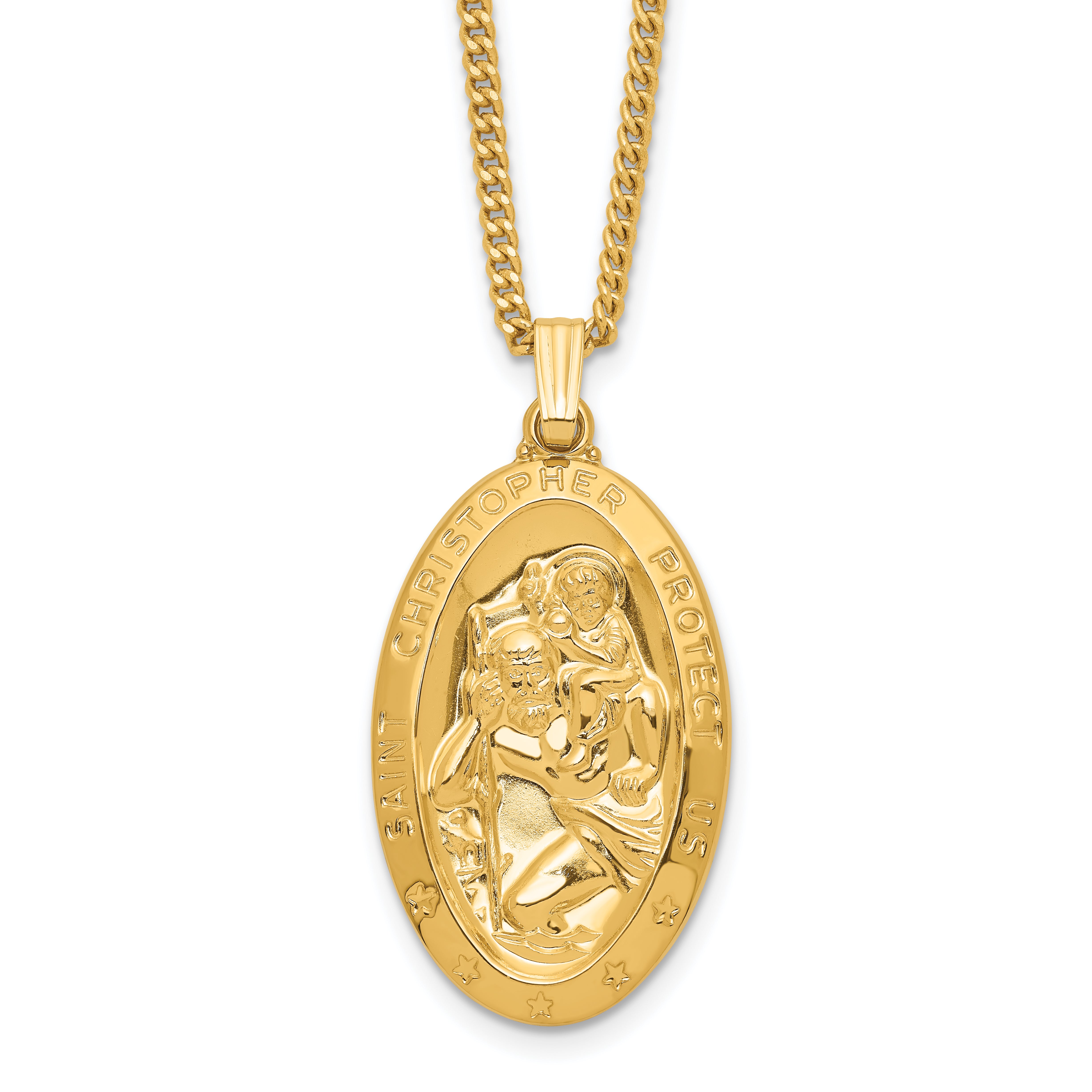Kelly Waters Gold-plated Large Oval St. Christopher Medal 24 inch Necklace