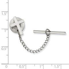 Kelly Waters Rhodium-plated Polished Cross Tie Tac