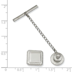 Kelly Waters Rhodium-plated Square with Textured Edge Engravable Tie Tac