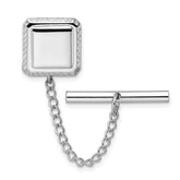 Kelly Waters Rhodium-plated Square with Textured Edge Engravable Tie Tac
