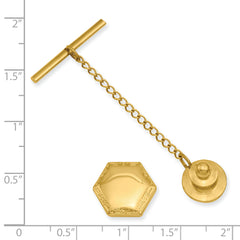 Kelly Waters Gold-plated Hexagon with Scrolled Edge Engravable Tie Tac
