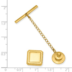 Kelly Waters Gold-plated Square with Textured Edge Engravable Tie Tac