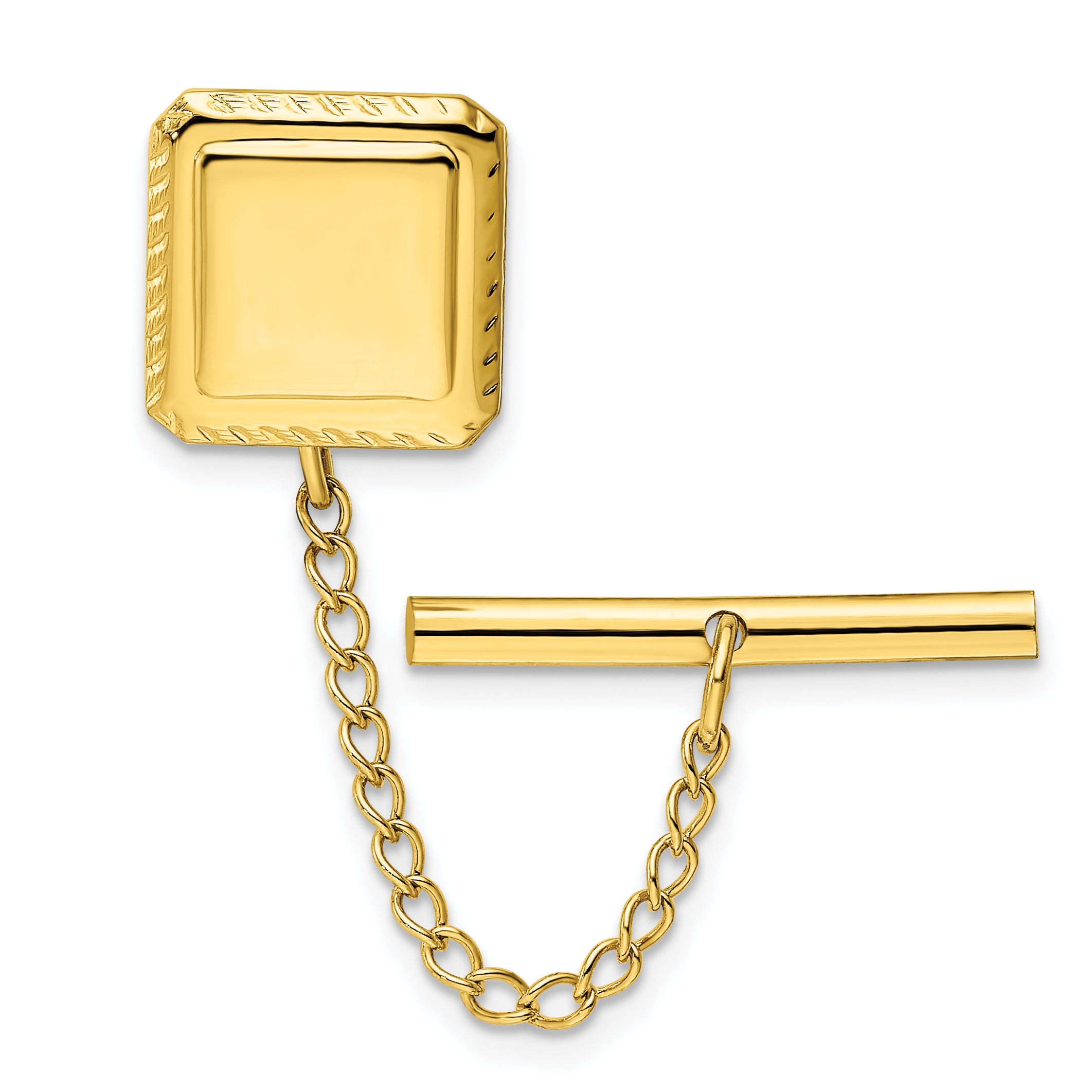 Kelly Waters Gold-plated Square with Textured Edge Engravable Tie Tac