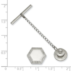 Kelly Waters Rhodium-plated Hexagon with Scrolled Edge Engravable Tie Tac