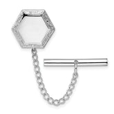Kelly Waters Rhodium-plated Hexagon with Scrolled Edge Engravable Tie Tac