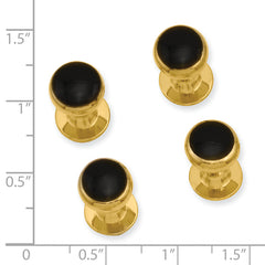 Kelly Waters Gold-plated Black Epoxy Four Piece Tuxedo Studs Set