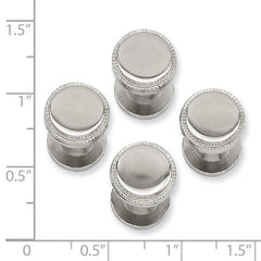 Kelly Waters Rhodium-plated Polished Beaded Four Piece Tuxedo Studs Set