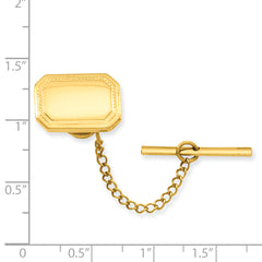Kelly Waters Gold-plated Polished Rectangle Engravable Tie Tac with Safety Chain