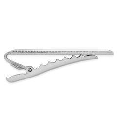 Kelly Waters Rhodium-plated Lined Edge Engraveable Tie Bar