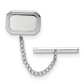 Kelly Waters Rhodium-plated Polished Rectangle Engravable Tie Tac with Safety Chain