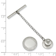 Kelly Waters Rhodium-plated Round with Scrolled Edge Engravable Tie Tac