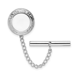 Kelly Waters Rhodium-plated Round with Scrolled Edge Engravable Tie Tac