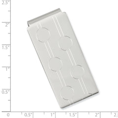 Rhodium-plated Kelly Waters Circle Pattern Engraveable Hinged Money Clip