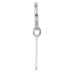 Rhodium-plated Kelly Waters Lined Engraveable Key Ring with Engravable Area
