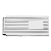 Rhodium-plated Kelly Waters Lined Engraveable Hinged Money Clip with Engravable Area
