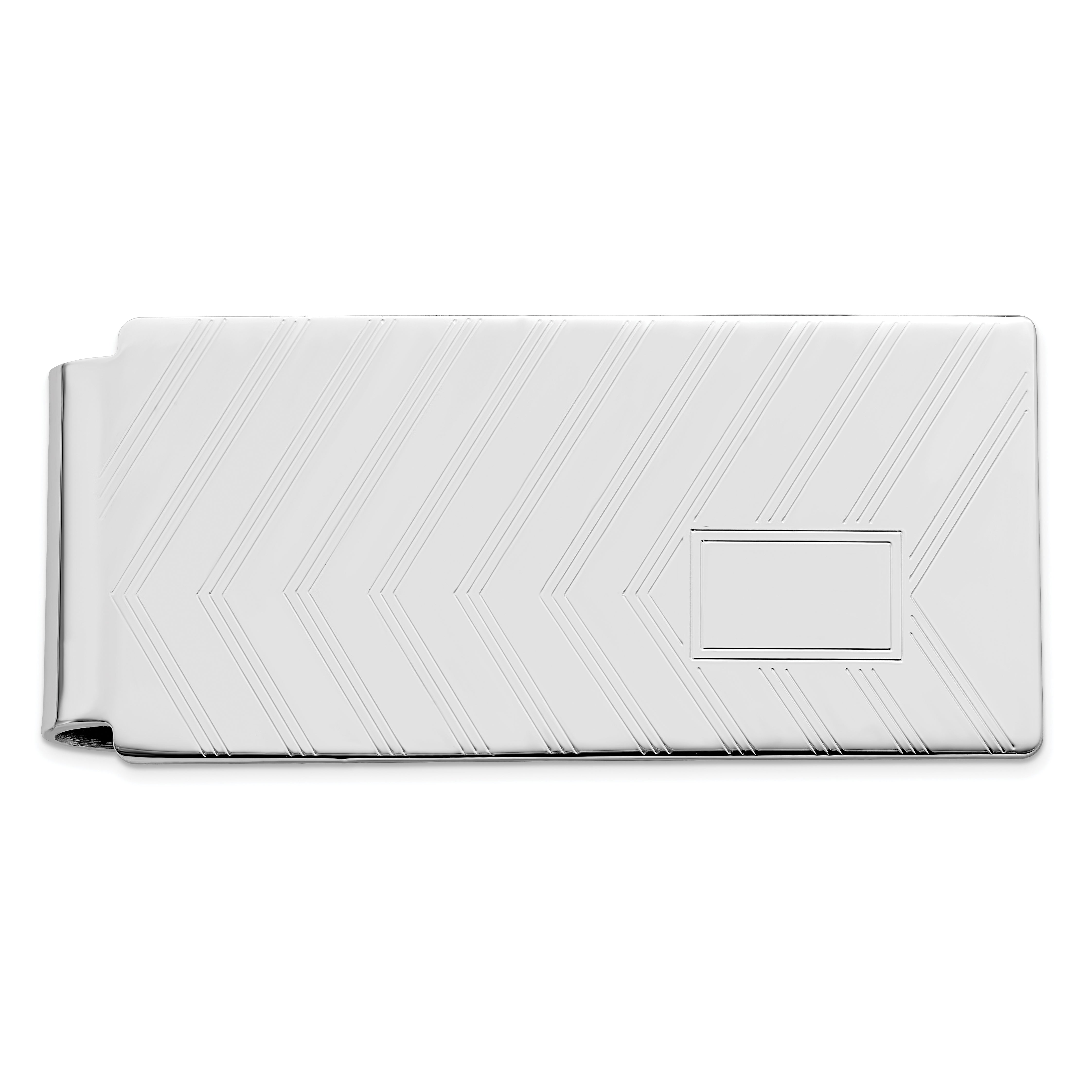 Rhodium-plated Kelly Waters Chevron Engraveable Hinged Money Clip