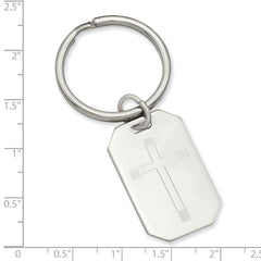 Rhodium-plated Kelly Waters Cross Engraveable Key Ring