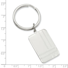 Rhodium-plated Kelly Waters Criss Cross Pattern Engraveable Key Ring