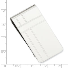 Rhodium-plated Kelly Waters Criss Cross Pattern Engraveable Money Clip