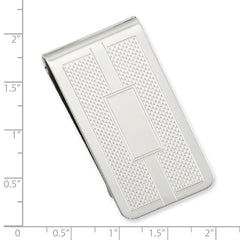 Rhodium-plated Kelly Waters Honey Comb and Square Engraveable Money Clip