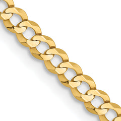14K 26 inch 3.1mm Lightweight Flat Cuban with Lobster Clasp Chain