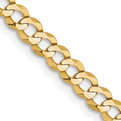 14K 26 inch 3.7mm Lightweight Flat Cuban with Lobster Clasp Chain