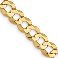 14K 26 inch 7.2mm Lightweight Flat Cuban with Lobster Clasp Chain