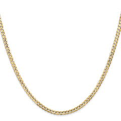 14K 26 inch 3mm Open Concave Curb with Lobster Clasp Chain