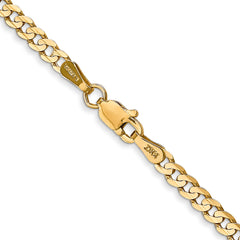14K 26 inch 3mm Open Concave Curb with Lobster Clasp Chain