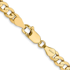 14K 28 inch 4.5mm Open Concave Curb with Lobster Clasp Chain