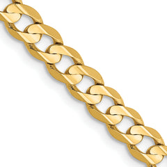 14K 28 inch 4.5mm Open Concave Curb with Lobster Clasp Chain