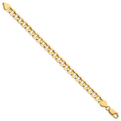 14K 9 inch 6.75mm Open Concave Curb with Lobster Clasp Chain
