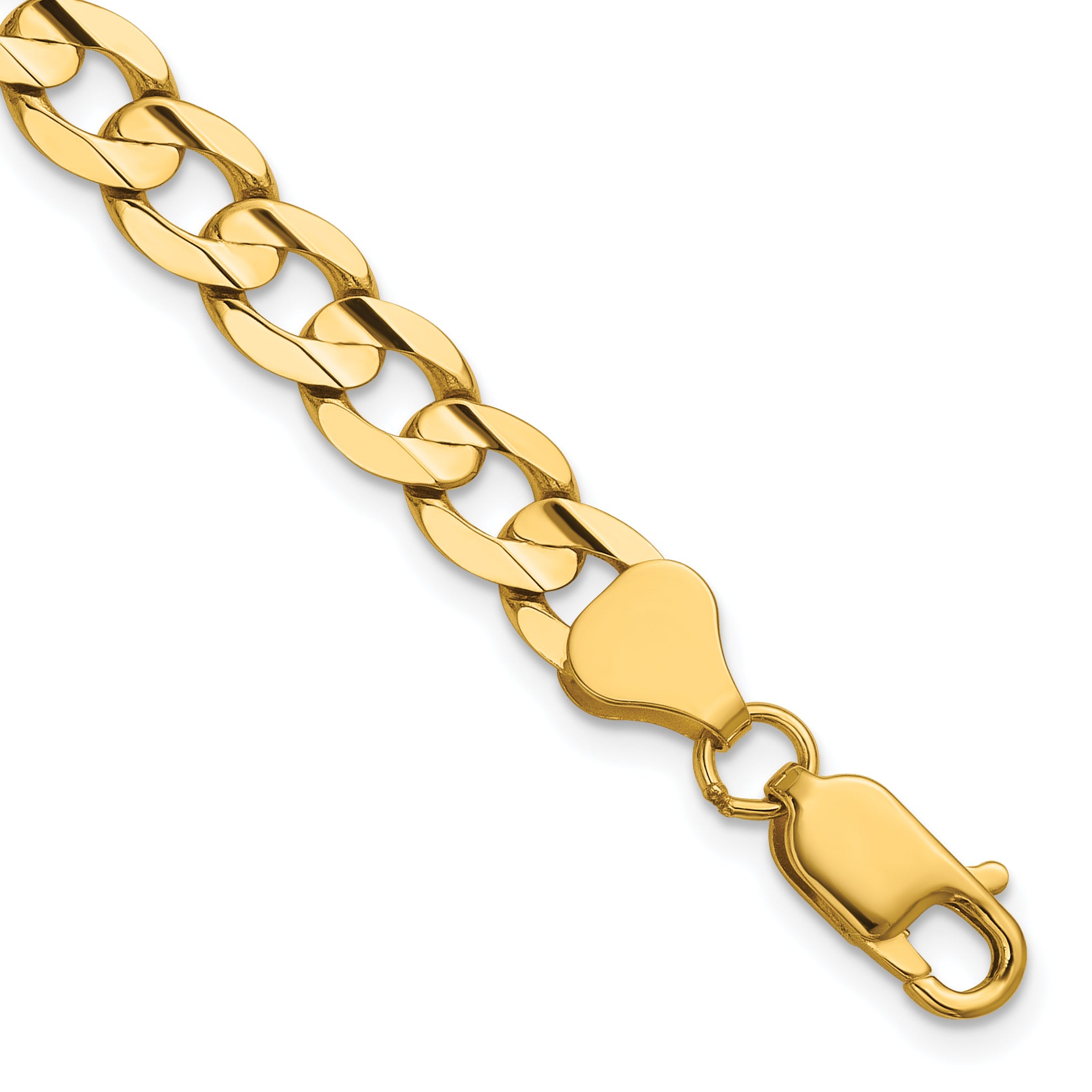 14K 9 inch 6.75mm Open Concave Curb with Lobster Clasp Chain