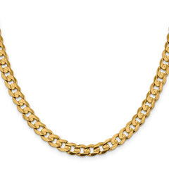 14K 26 inch 7.5mm Open Concave Curb with Lobster Clasp Chain