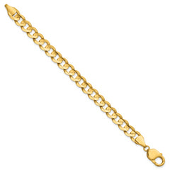 14K 9 inch 8.5mm Open Concave Curb with Lobster Clasp Chain
