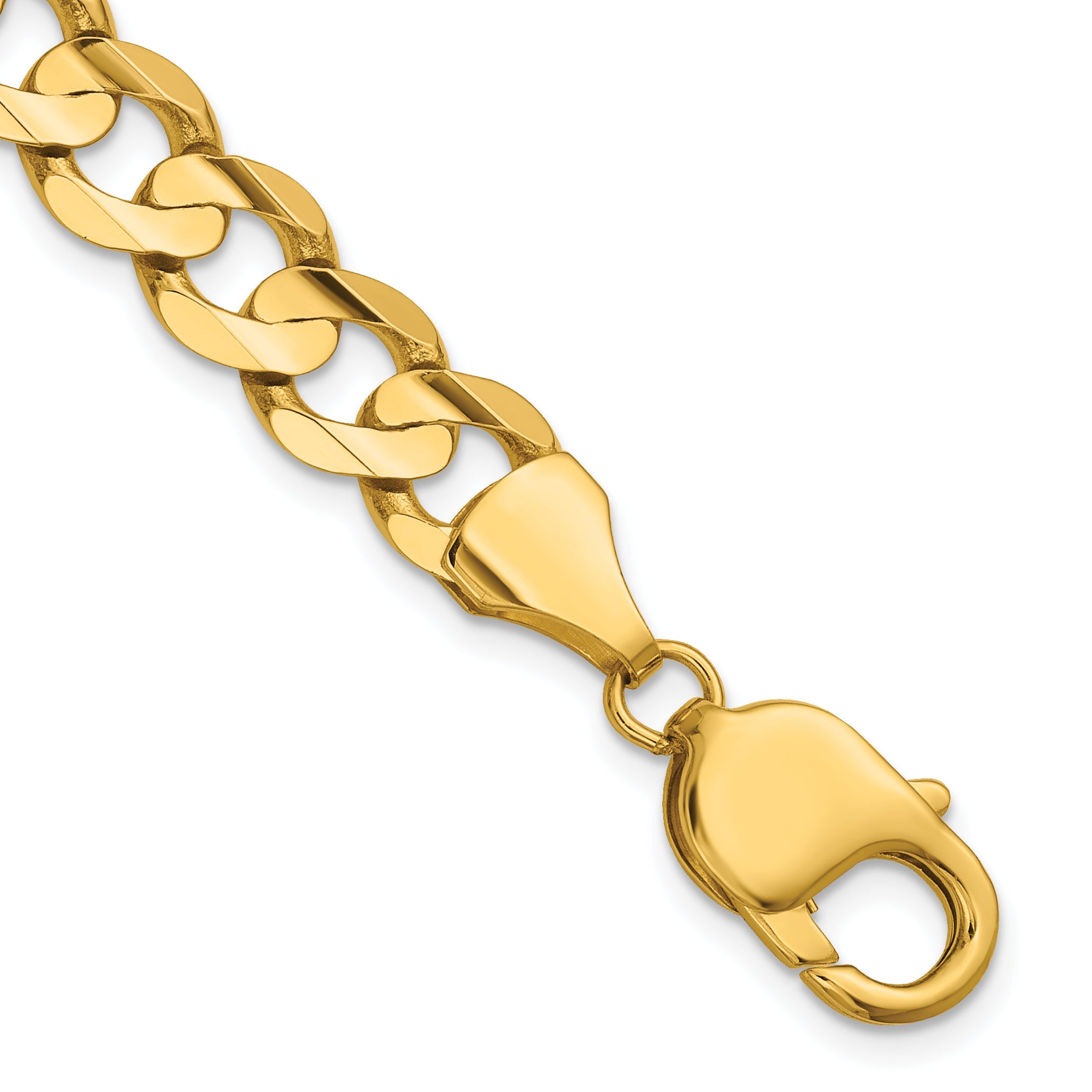 14K 9 inch 8.5mm Open Concave Curb with Lobster Clasp Chain